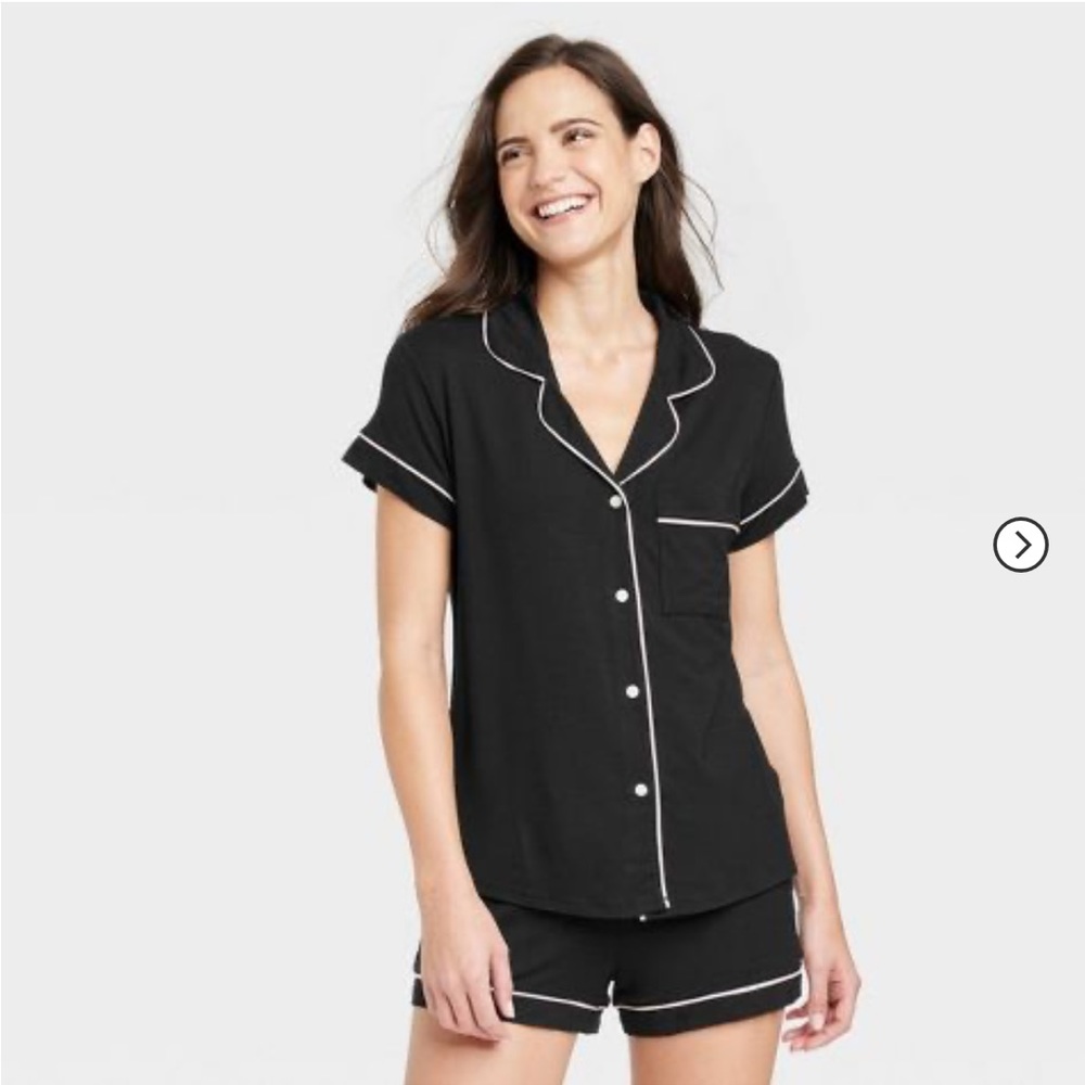 Black and White Shorts Pajama Set